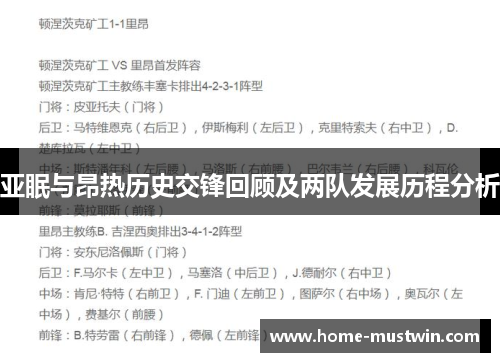 亚眠与昂热历史交锋回顾及两队发展历程分析